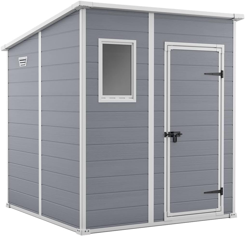 6 x 6 ft Outdoor Garden Storage Shed with Single Door, Window & Heavy-Duty Floor Panel – view 8