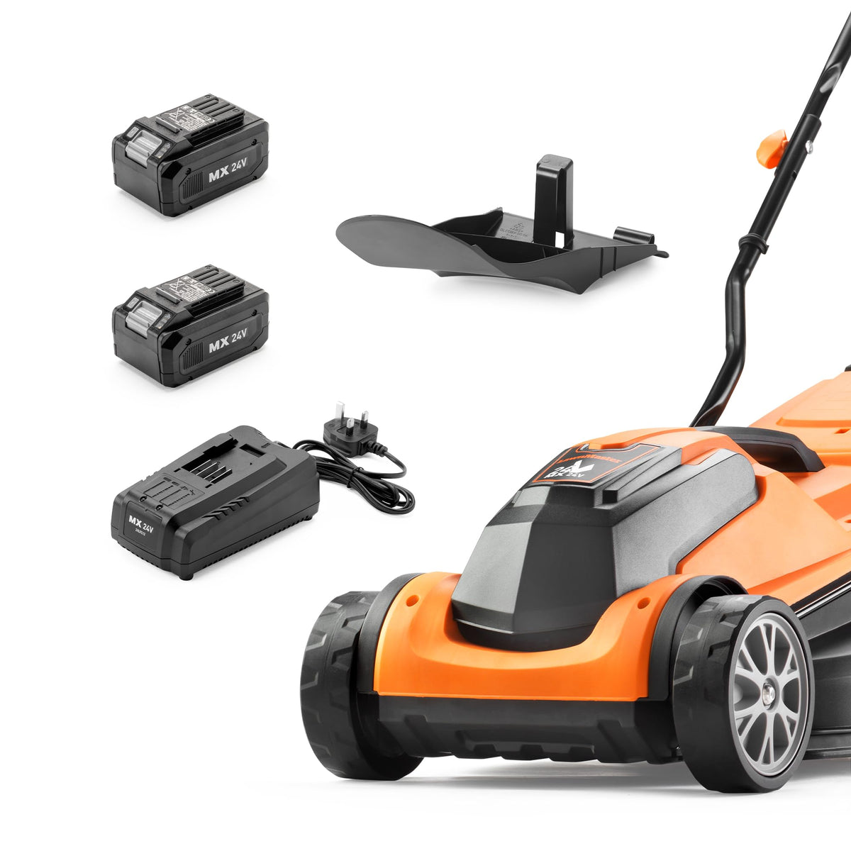 24V Cordless Lawn Mower, 34cm Cutting Width, 2×4Ah Batteries, Fast Charger, 32L Grass Box, 6 Cutting Heights – view 7