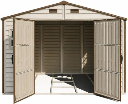 10 x 8 ft Outdoor Plastic Garden Storage Shed with Double Doors, Windows & Metal Foundation Kit – view 8