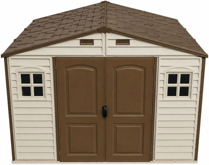 10 x 8 ft Outdoor Plastic Garden Storage Shed with Double Doors, Windows & Metal Foundation Kit – view 17