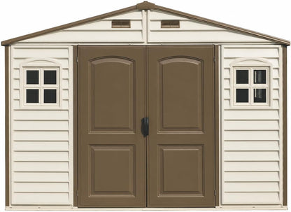 10 x 8 ft Outdoor Plastic Garden Storage Shed with Double Doors, Windows & Metal Foundation Kit – view 9