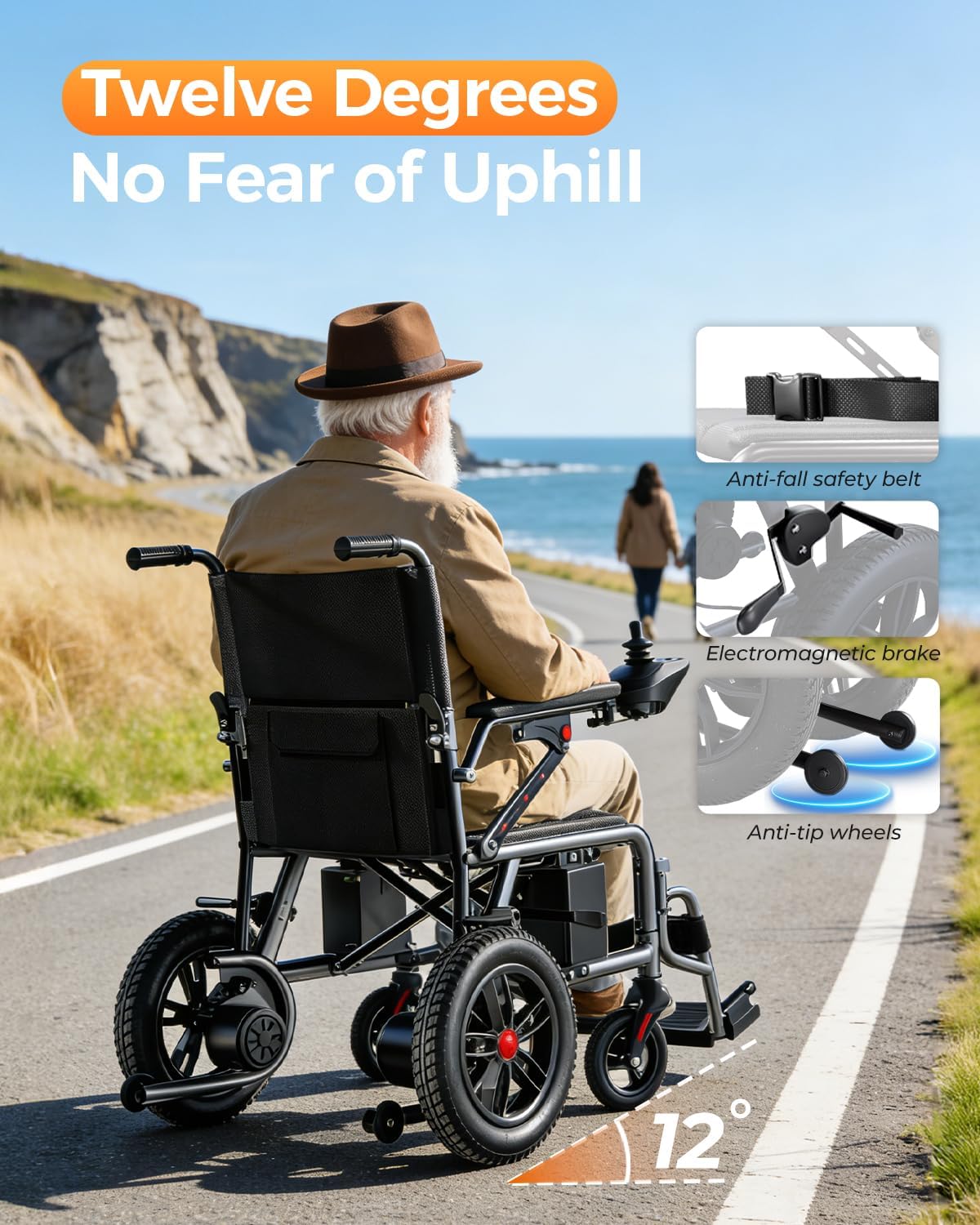 Lightweight Foldable Electric Wheelchair for Adults, 15 Mile Travel Range, Portable Power Chair with Joystick Control – view 5