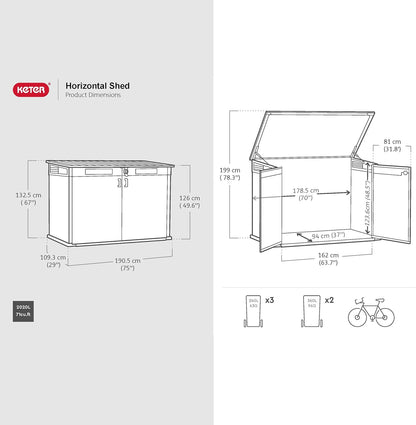 Horizontal Storage Shed with Hydraulic Lid, Double Doors & Lockable Design – view 8