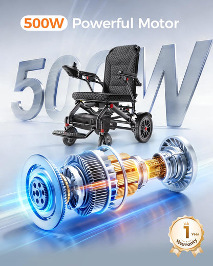 Lightweight Foldable Electric Wheelchair for Adults, 15.5 Mile Range, Dual 250W Motors, Removable 15Ah Battery – view 3