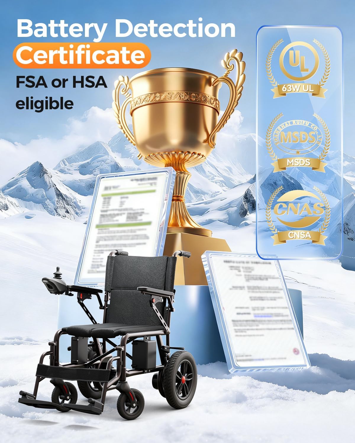 Lightweight Foldable Electric Wheelchair for Adults, 15 Mile Travel Range, Portable Power Chair with Joystick Control – view 6