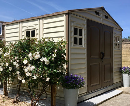10 x 8 ft Outdoor Plastic Garden Storage Shed with Double Doors, Windows & Metal Foundation Kit – view 4