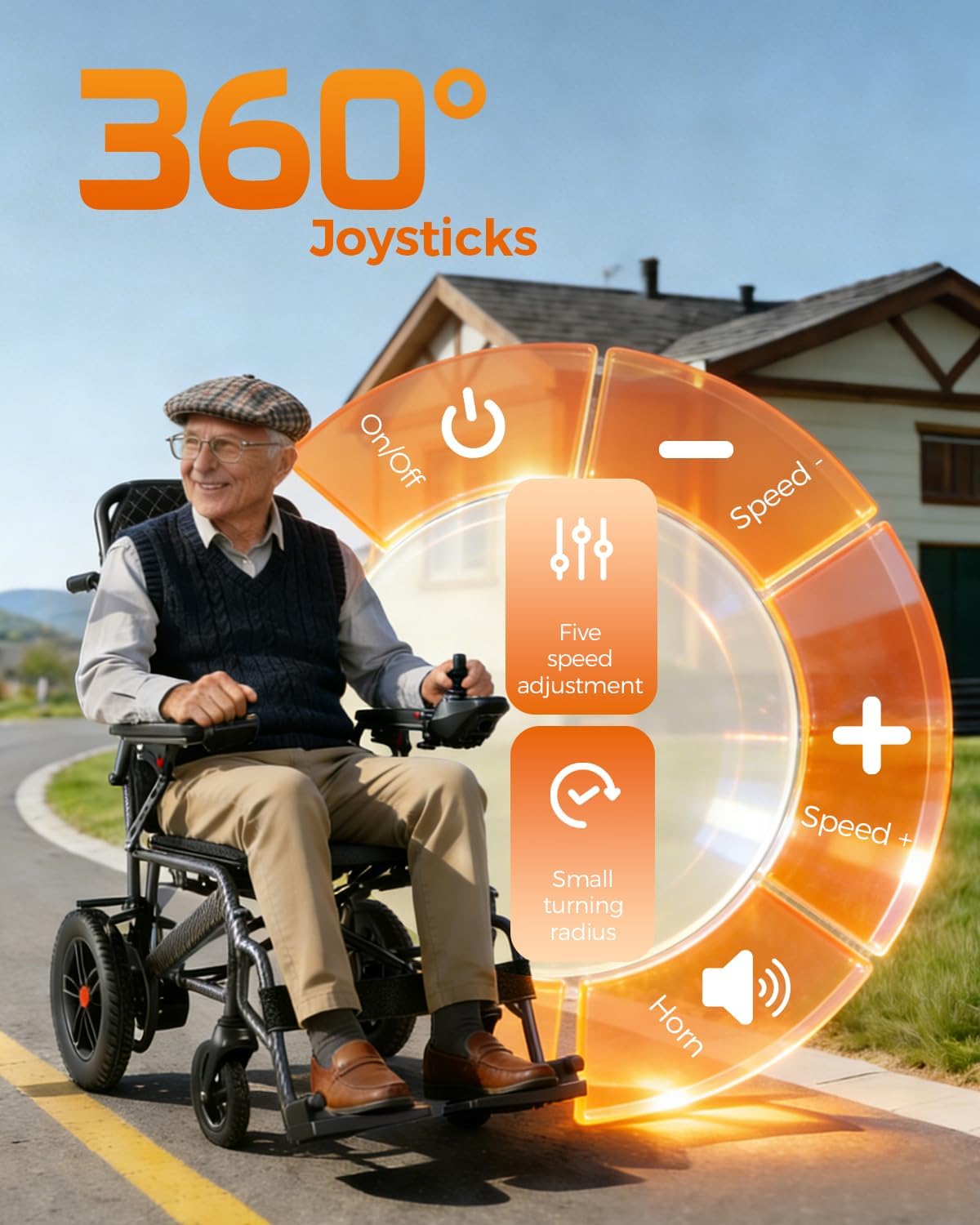 Lightweight Foldable Electric Wheelchair for Adults, 15.5 Mile Range, Dual 250W Motors, Removable 15Ah Battery – view 11
