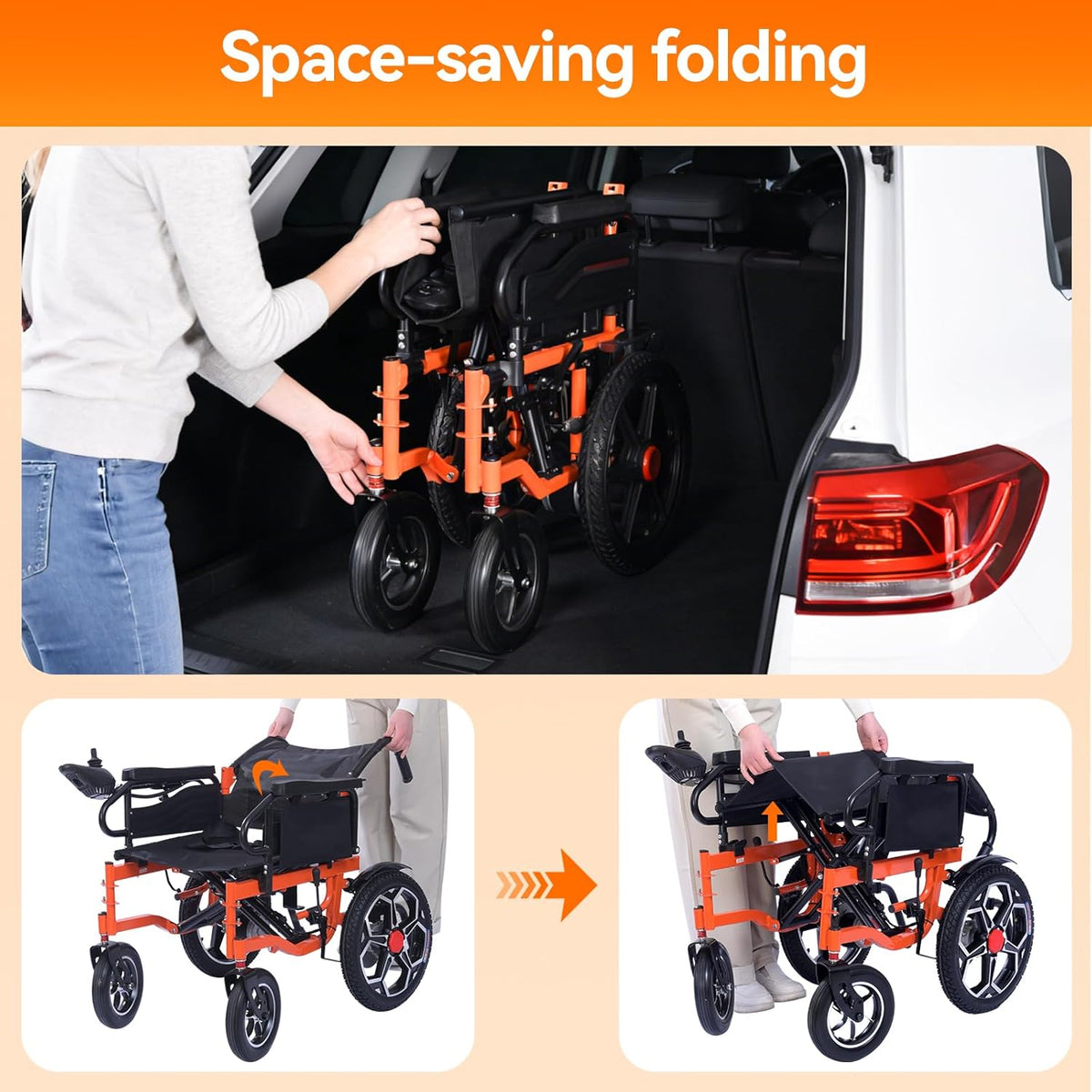 Foldable Electric Wheelchair for Adults, 500W Motor, 20Ah Lithium Battery, 30km Range, Wide Seat, All-Terrain Mobility Chair – view 6