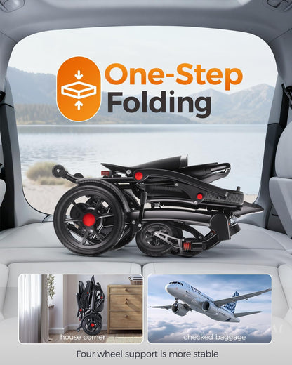 Ultra Lightweight Foldable Electric Wheelchair for Adults, 25 Mile Range, Portable All-Terrain Power Chair with 360° Joystick – view 6
