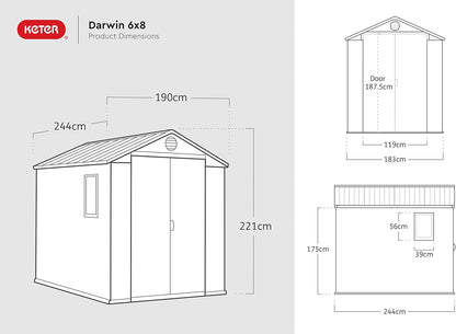 6 x 8 ft Outdoor Garden Storage Shed with Double Doors, Window & Heavy-Duty Floor Panel – view 11