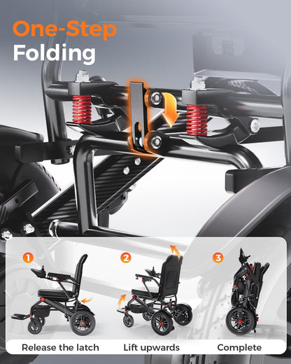 Lightweight Foldable Electric Wheelchair for Adults, 15.5 Mile Range, Dual 250W Motors, Removable 15Ah Battery – view 6