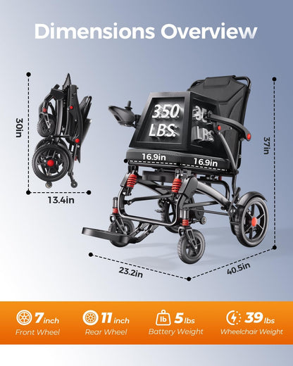 Ultra Lightweight Foldable Electric Wheelchair for Adults, 25 Mile Range, Portable All-Terrain Power Chair with 360° Joystick – view 8