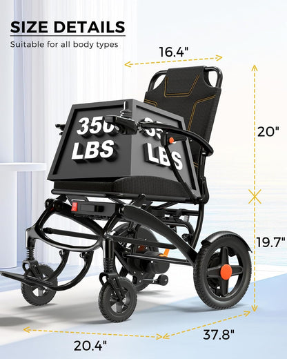 Ultra Lightweight Foldable Electric Wheelchair - 18+ Mile Range, Carbon Fiber & Aluminum Frame, Portable All-Terrain Power Chair – view 8
