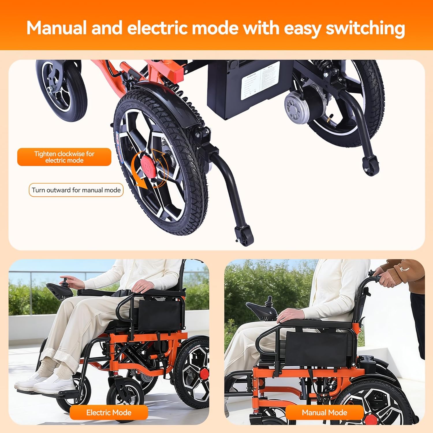Foldable Electric Wheelchair for Adults, 500W Motor, 20Ah Lithium Battery, 30km Range, Wide Seat, All-Terrain Mobility Chair – view 8