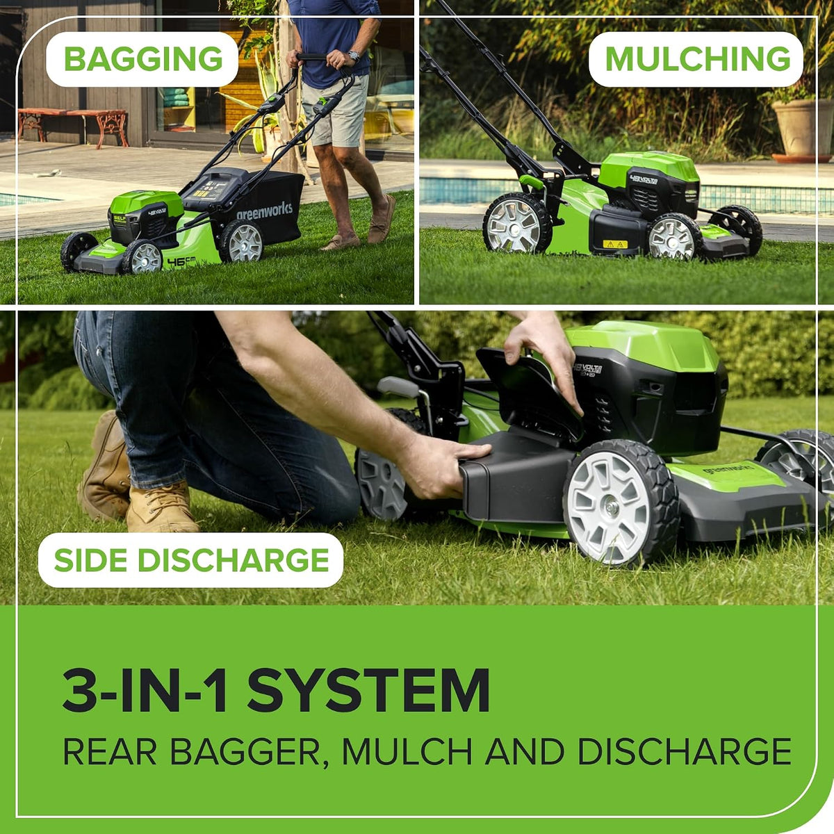 48V Cordless Self-Propelled Lawn Mower with 46cm Cutting Width, 55L Grass Bag, 2 x 4Ah Batteries – view 9