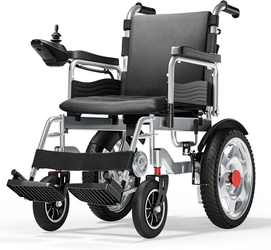 Lightweight Foldable Electric Wheelchair for Adults, 25+ Mile Travel Range, Portable Power Chair, Durable Alloy Frame