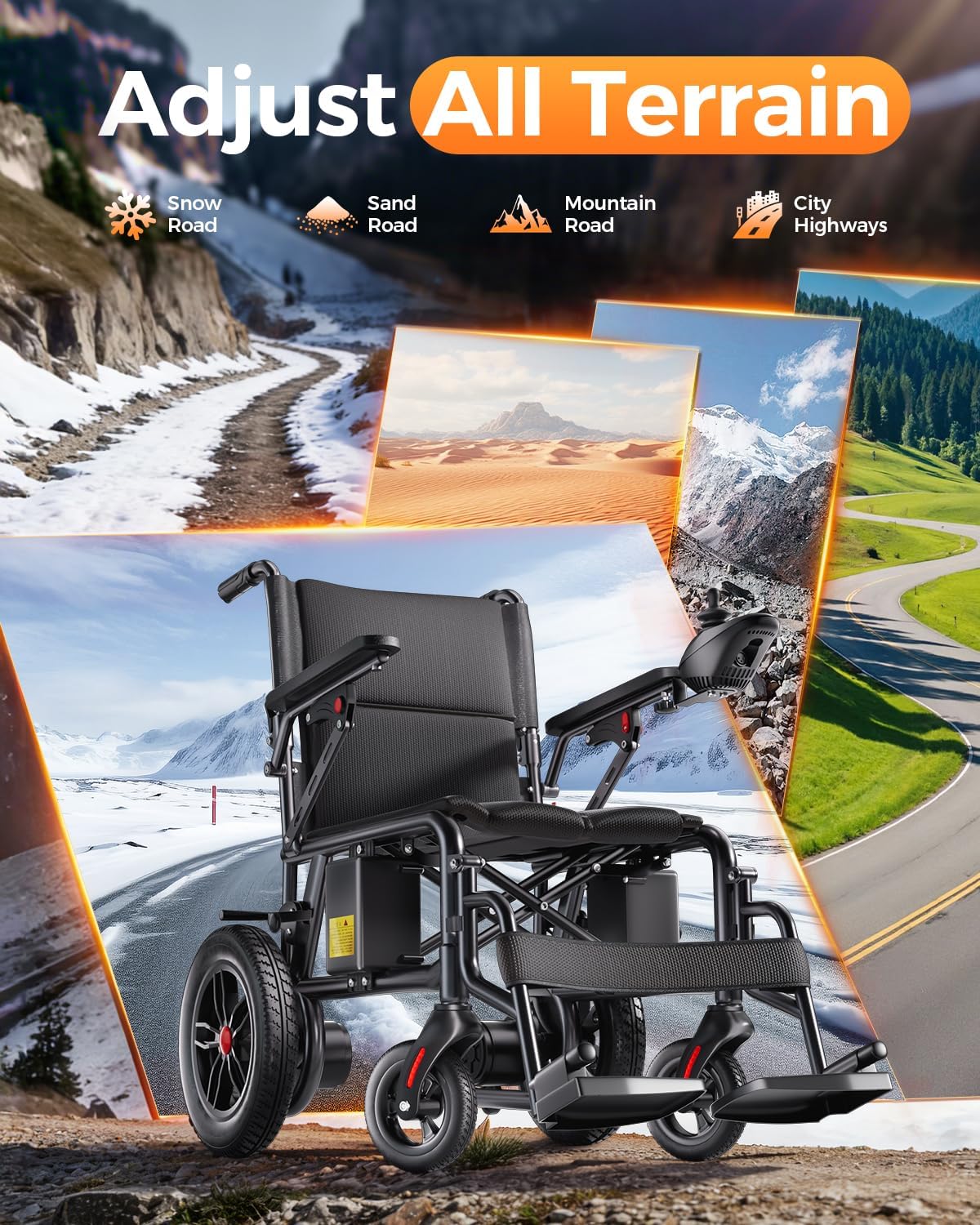 Lightweight Foldable Electric Wheelchair for Adults, 15 Mile Travel Range, Portable Power Chair with Joystick Control – view 4