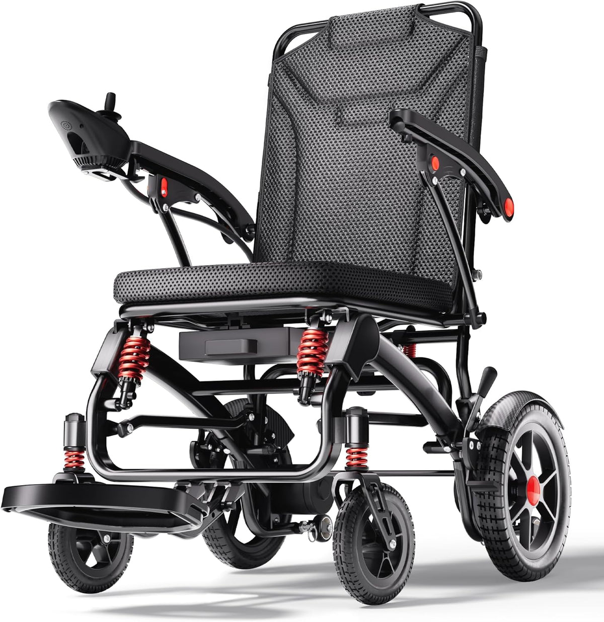 Ultra Lightweight Foldable Electric Wheelchair for Adults, 25 Mile Range, Portable All-Terrain Power Chair with 360° Joystick