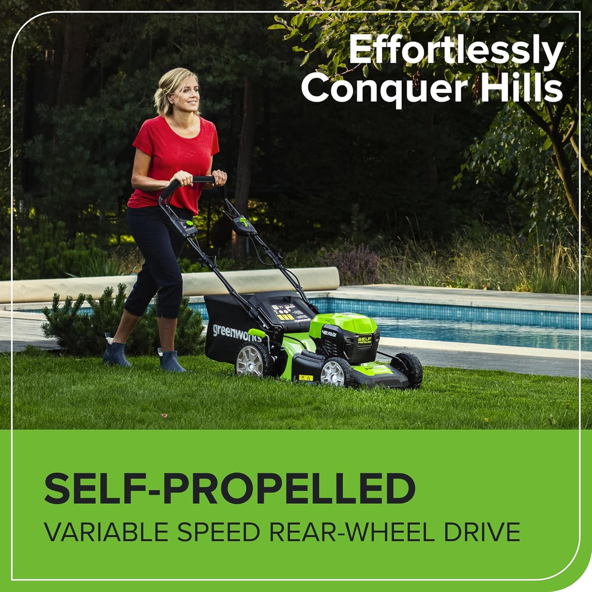 48V Cordless Self-Propelled Lawn Mower with 46cm Cutting Width, 55L Grass Bag, 2 x 4Ah Batteries – view 7