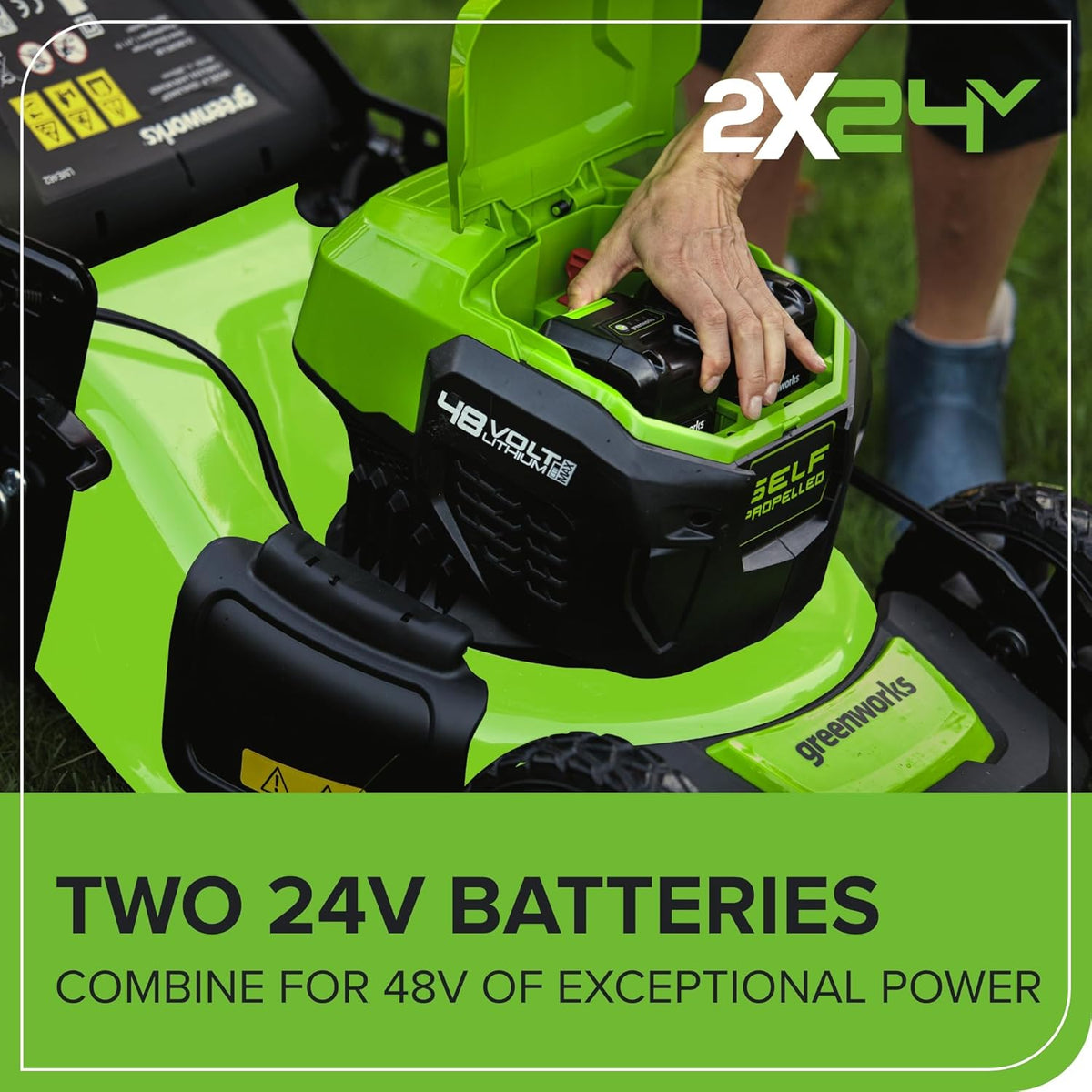48V Cordless Self-Propelled Lawn Mower with 46cm Cutting Width, 55L Grass Bag, 2 x 4Ah Batteries – view 5