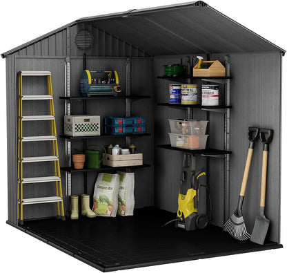 6 x 8 ft Outdoor Garden Storage Shed with Double Doors, Window & Heavy-Duty Floor Panel – view 8