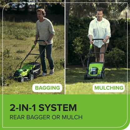 40V Cordless Lawn Mower, 35cm Cutting Width, 2×2Ah Batteries, Charger, 40L Grass Bag, 5 Cutting Heights – view 7
