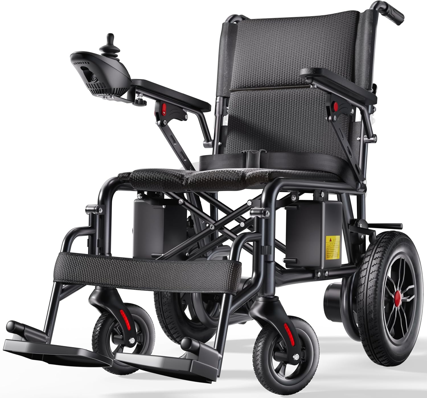 Lightweight Foldable Electric Wheelchair for Adults, 15 Mile Travel Range, Portable Power Chair with Joystick Control
