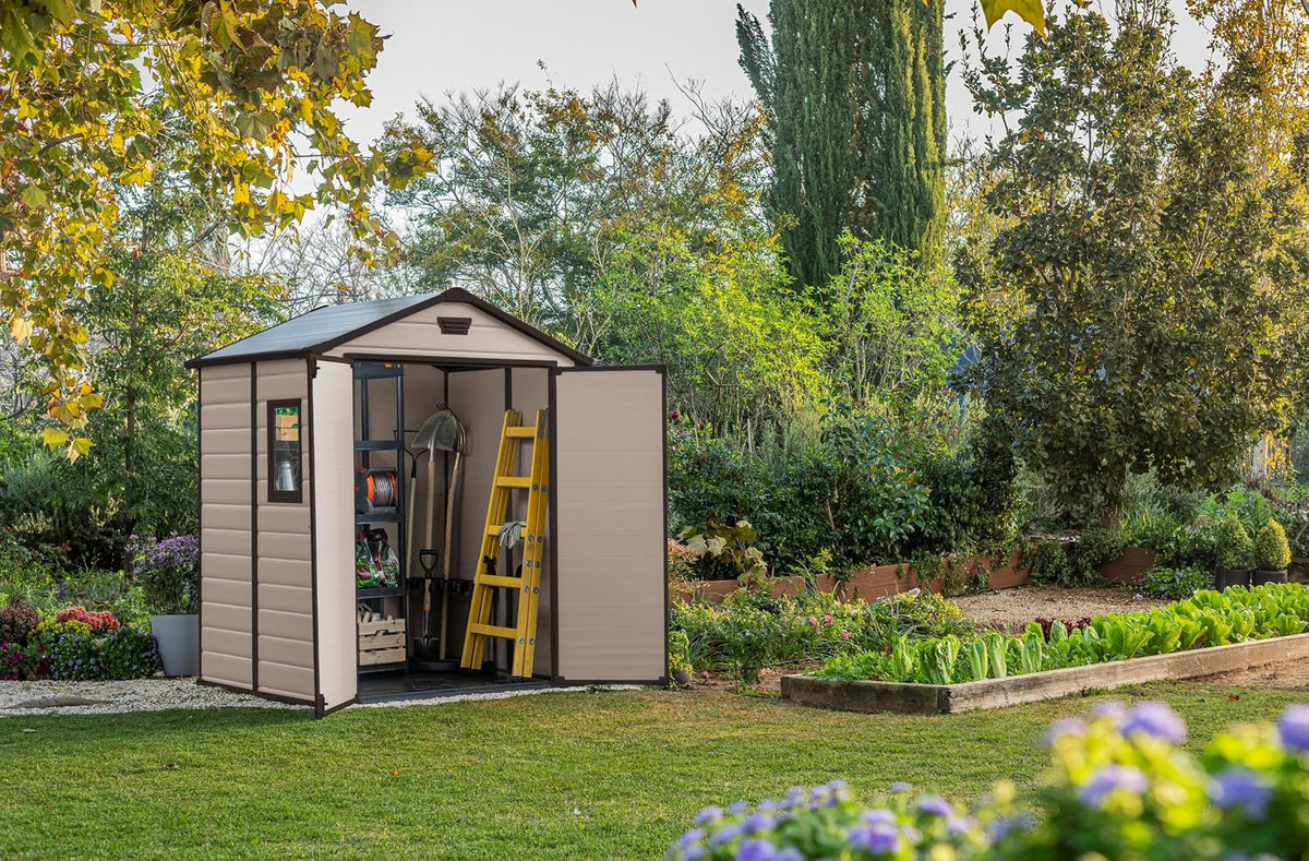 6 x 5 ft Outdoor Garden Storage Shed with Double Doors, Window & Heavy-Duty Floor Panel – view 3