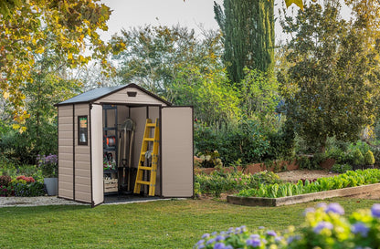 6 x 5 ft Outdoor Garden Storage Shed with Double Doors, Window & Heavy-Duty Floor Panel – view 3