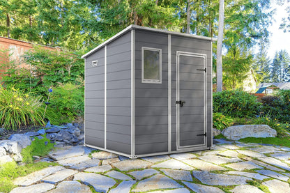 6 x 6 ft Outdoor Garden Storage Shed with Single Door, Window & Heavy-Duty Floor Panel – view 2