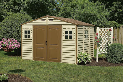 10 x 8 ft Outdoor Plastic Garden Storage Shed with Double Doors, Windows & Metal Foundation Kit – view 2