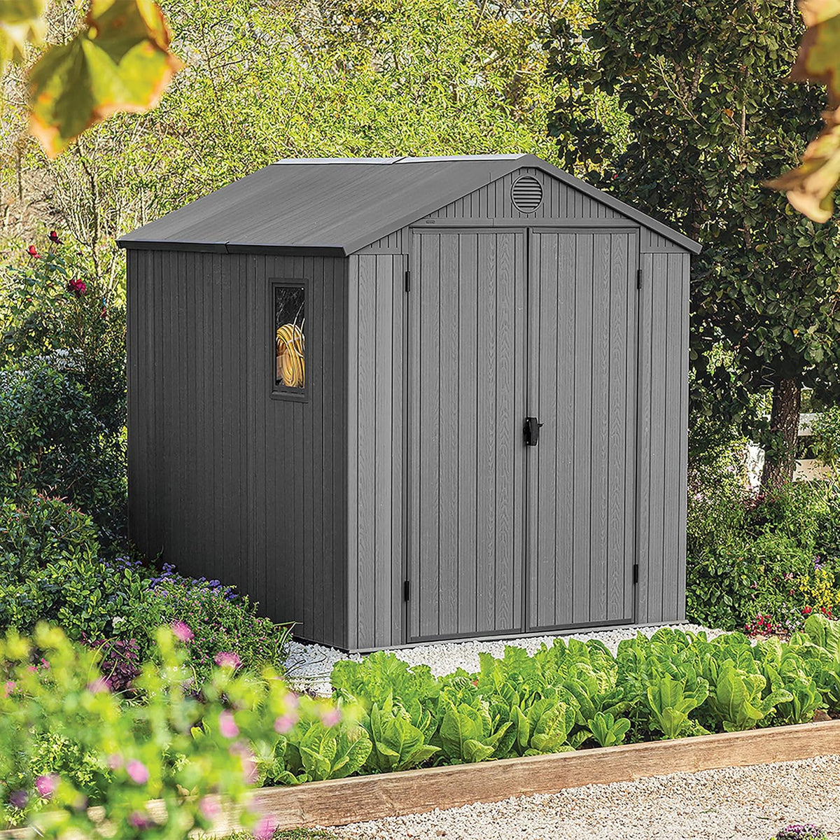 6 x 8 ft Outdoor Garden Storage Shed with Double Doors, Window & Heavy-Duty Floor Panel – view 10