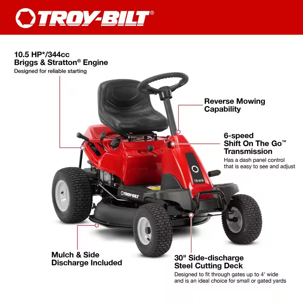 30-Inch Gas Rear Engine Riding Lawn Mower with 10.5 HP Engine, 6-Speed Manual Drive – view 2