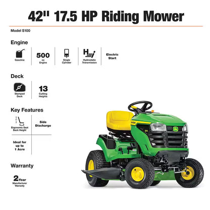 42-Inch Gas Riding Lawn Mower with 17.5 HP Engine & Hydrostatic Transmission – view 2